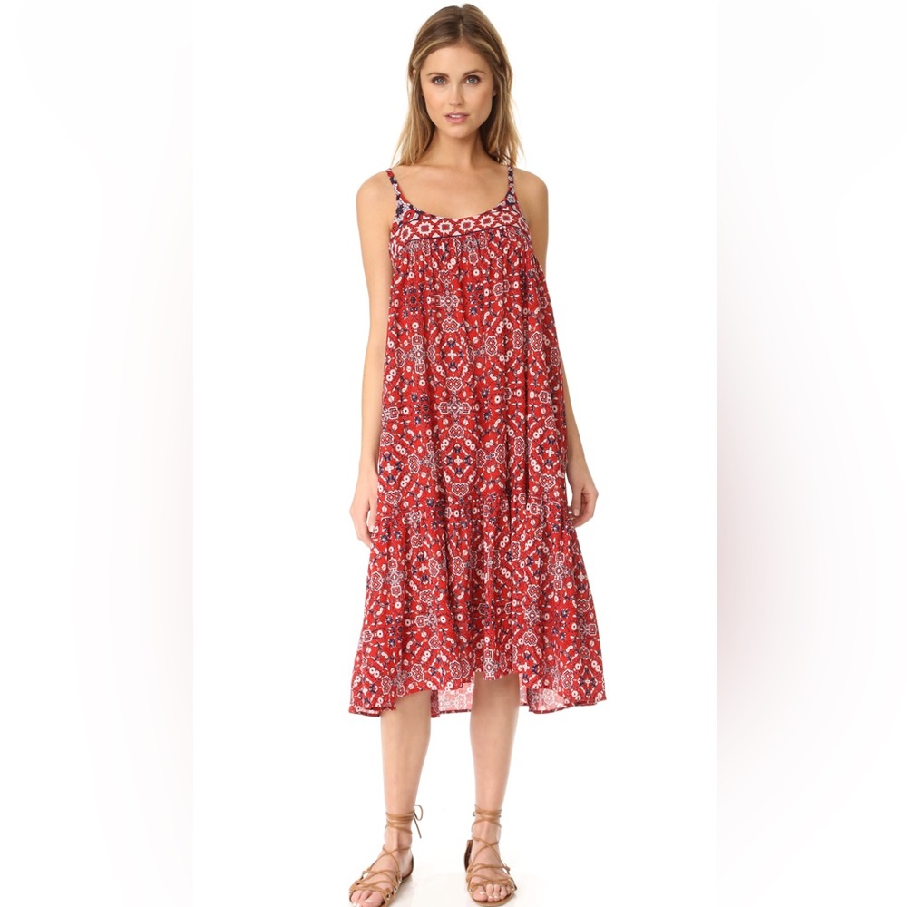 XiRENA Red Floral Midi Dress